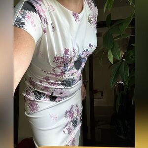 Gown Town vintage style floral chinion & cotton stretchy retro fit spring dress